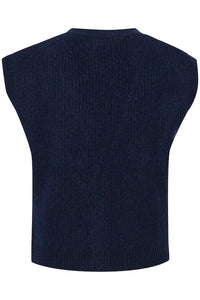 Ichi Povoke knitted waistcoat Medieval Blue