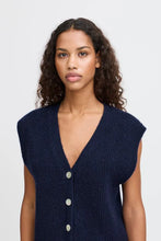 Load image into Gallery viewer, Ichi Povoke knitted waistcoat Medieval Blue
