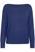 Load image into Gallery viewer, Ichi Sella boat neck knit Medieval Blue
