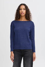 Load image into Gallery viewer, Ichi Sella boat neck knit Medieval Blue
