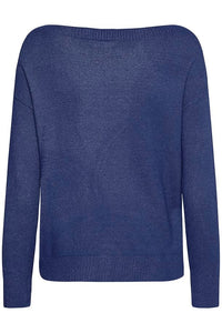 Ichi Sella boat neck knit Medieval Blue