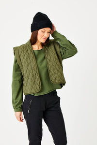 Suzy D Caleb quilted short waistcoat Military