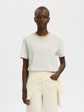 Load image into Gallery viewer, Selected Essential stripey T shirt Lint Bright White - CW CW 
