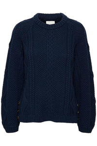 Part Two Lisamarie cable sweater with side buttons Navy Blazer