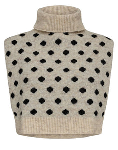 Numph Ollie knitted spot neck and chest warmer Sesame Melange Black