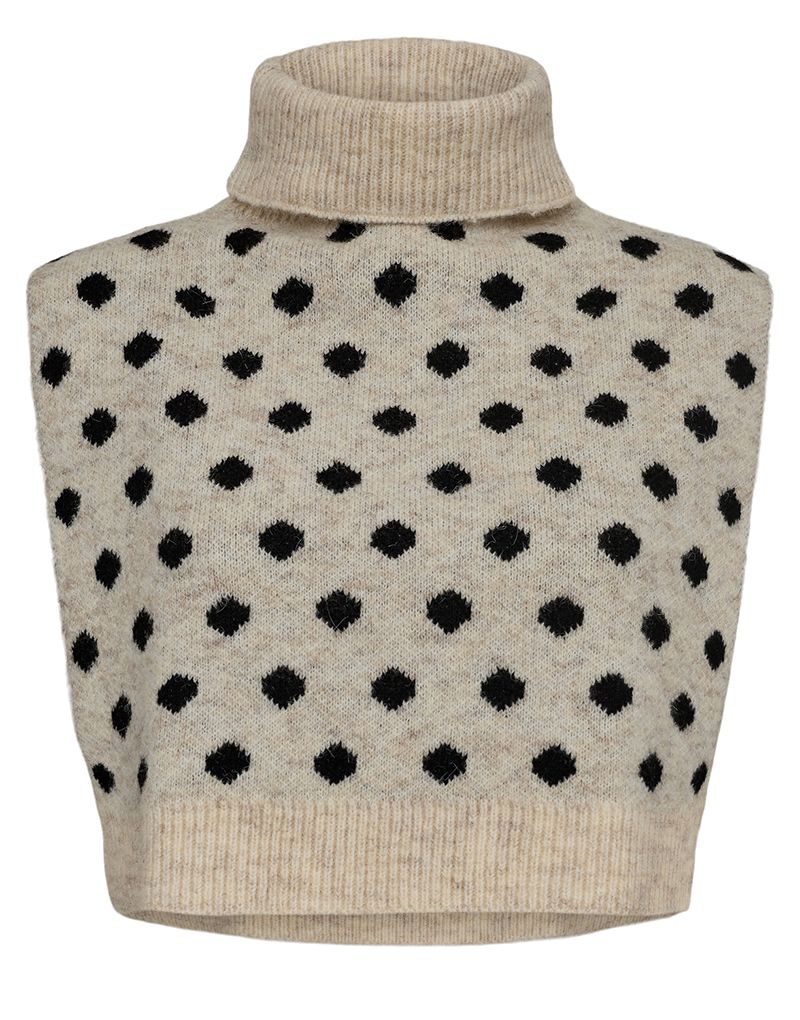 Numph Ollie knitted spot neck and chest warmer Sesame Melange Black