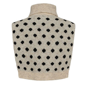 Numph Ollie knitted spot neck and chest warmer Sesame Melange Black