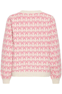 Ichi Brielle bow cardigan Oatmeal Pink