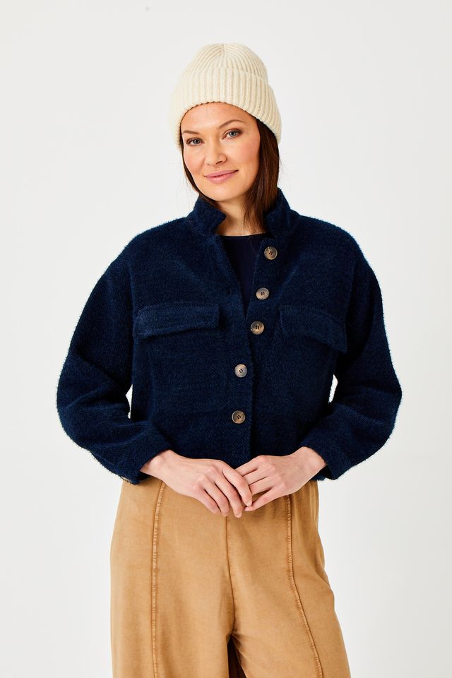 Suzy D Ingrid fluffy jacket Navy