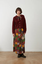 Load image into Gallery viewer, Orfeo Eirlys cardigan  print bow neck detail Burgundy
