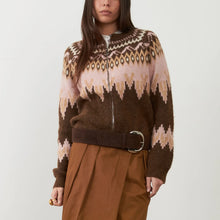 Load image into Gallery viewer, Orfeo Alistair zip front nordic jacquard cardigan Chocolate Rose
