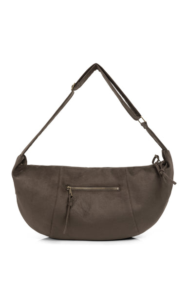 YAYA Suedine crossbody bag Brown