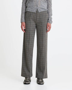 Yerse Check wide leg jacquard knit trouser Grey