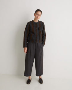 Yerse Graz boiled wool stripe jacket Chocolate Grey