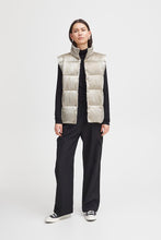 Load image into Gallery viewer, Ichi Zetta metallic padded waistcoat Pale Gold
