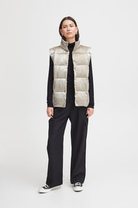 Ichi Zetta metallic padded waistcoat Pale Gold