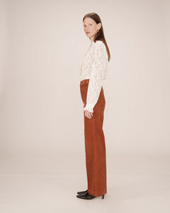 Grace & Mila Samba corduroy patch pocket wide trousers Brick