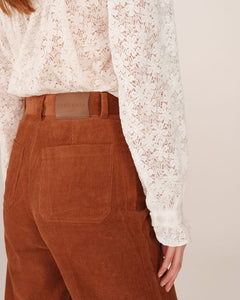 Grace & Mila Samba corduroy patch pocket wide trousers Brick