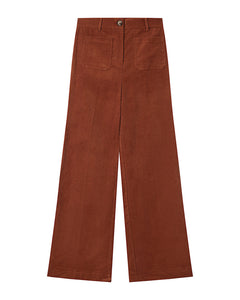 Grace & Mila Samba corduroy patch pocket wide trousers Brick