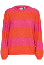 Load image into Gallery viewer, Ichi Dusty wide striped jumper Pink Yarrow Fiesta
