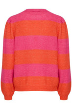 Load image into Gallery viewer, Ichi Dusty wide striped jumper Pink Yarrow Fiesta
