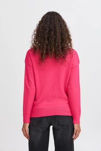 Ichi Sella boat neck knit Pink Yarrow