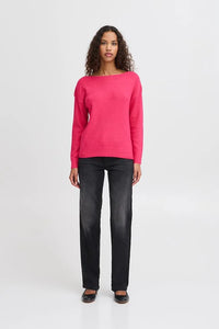 Ichi Sella boat neck knit Pink Yarrow