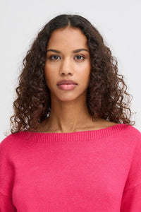 Ichi Sella boat neck knit Pink Yarrow