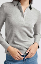 Load image into Gallery viewer, YAYA Polo shirt fine knit rib Medium Grey Melange
