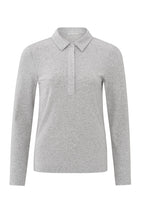 Load image into Gallery viewer, YAYA Polo shirt fine knit rib Medium Grey Melange
