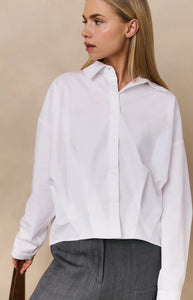 YAYA Pleat detail blouson cotton shirt Pure White