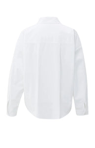 YAYA Pleat detail blouson cotton shirt Pure White