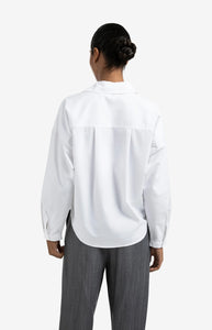 YAYA Pleat detail blouson cotton shirt Pure White