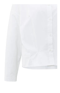 YAYA Pleat detail blouson cotton shirt Pure White