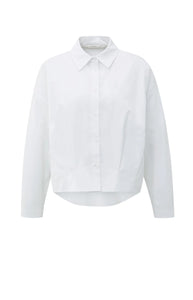 YAYA Pleat detail blouson cotton shirt Pure White