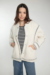 Nooki Poppy Borg embroidered jacket Cream
