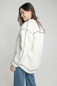 Nooki Poppy Borg embroidered jacket Cream
