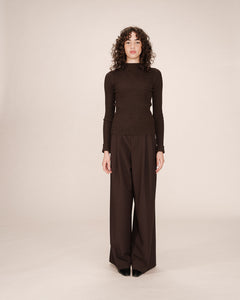 Grace & Mila Saturday ribbed knit mock neck jumper Chocolate