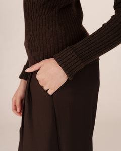 Grace & Mila Saturday ribbed knit mock neck jumper Chocolate