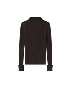 Grace & Mila Saturday ribbed knit mock neck jumper Chocolate