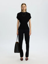 Load image into Gallery viewer, Selected Carly pleat fabric structured top Black
