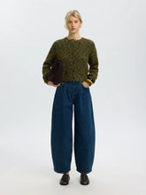 Load image into Gallery viewer, Selected Kat nep yarn short cardigan Fir Green Light Blue
