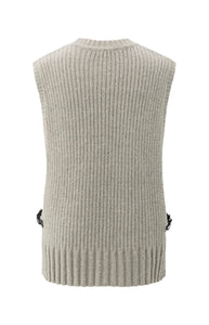 YAYA Ribbed side buckle tank Brownish Grey Melange