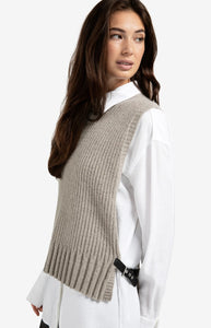 YAYA Ribbed side buckle tank Brownish Grey Melange