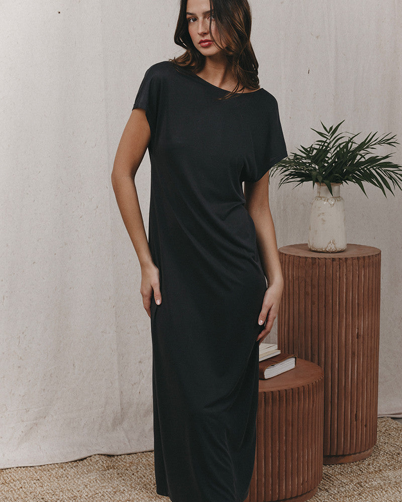 Grace & Mila Khloe silk touch jersey dress Anthracite