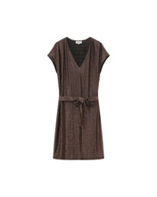 Load image into Gallery viewer, Grace &amp; Mila Lydie knitted lurex jersey belted dress Chocolate
