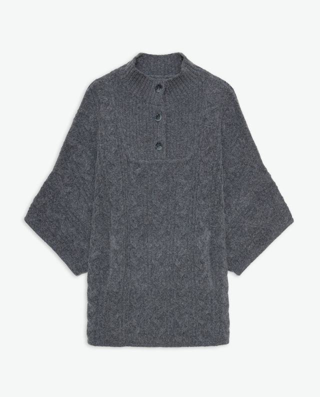 Yerse Cable poncho knit Lead