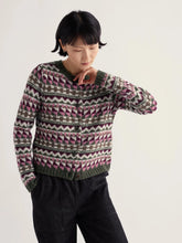 Load image into Gallery viewer, Seasalt Dawson pick cardigan Fairisle Zig Zag Geo Dark Hellebore
