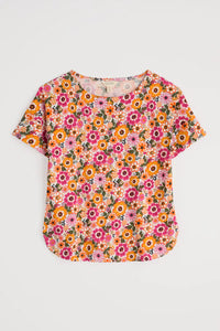 Seasalt Bryher view t shirt Retro Daisies Chalk
