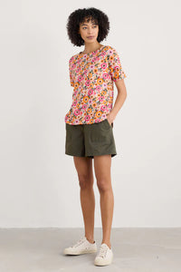 Seasalt Bryher view t shirt Retro Daisies Chalk